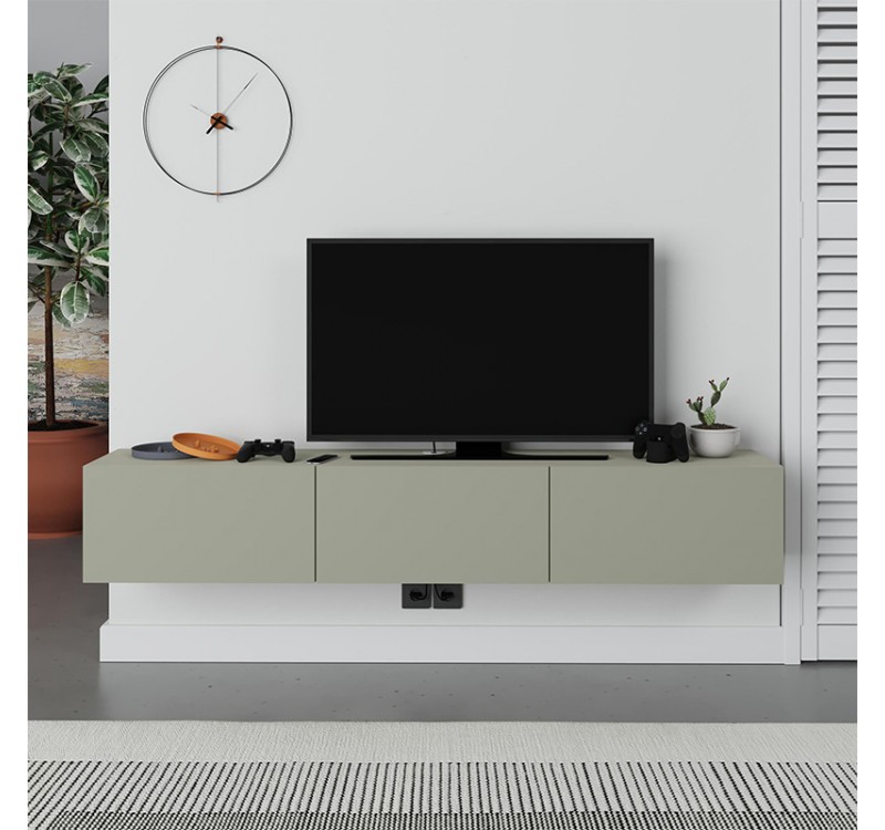 Έπιπλο τηλεόρασης επιτοίχιο Francy Megapap χρώμα ash green 180x30x30εκ.