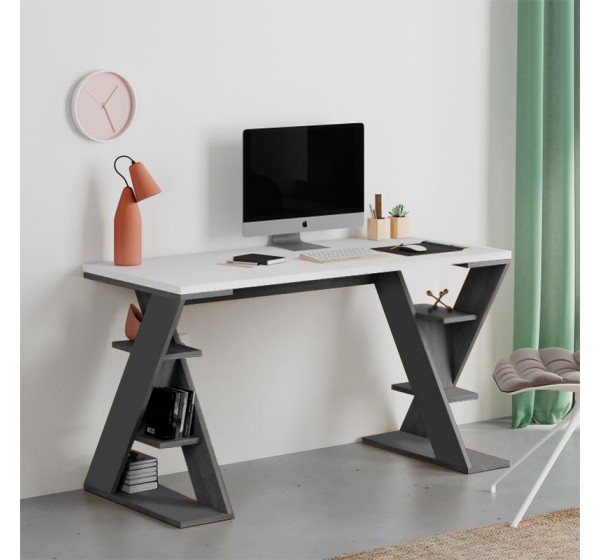 Γραφείο εργασίας Papillon Megapap χρώμα ανθρακί - λευκό 137x60x75εκ