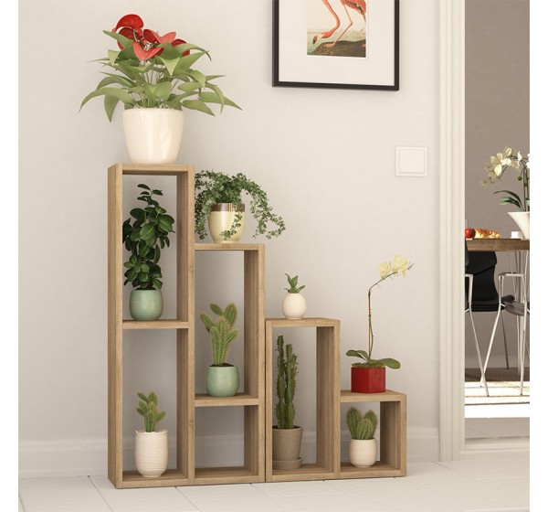 Ραφιέρα - Ανθοστήλη Sule Megapap χρώμα sapphire oak 84x20x89εκ.