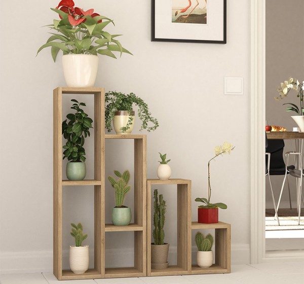 Ραφιέρα - Ανθοστήλη Sule Megapap χρώμα sapphire oak 84x20x89εκ.