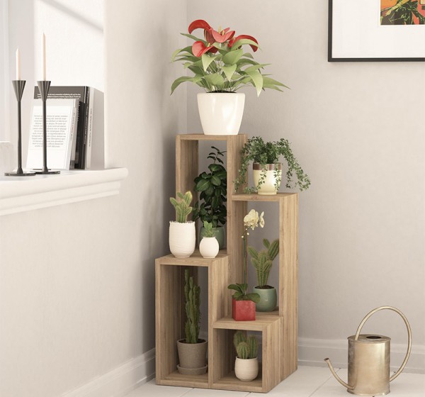 Ραφιέρα - Ανθοστήλη Sule Megapap χρώμα sapphire oak 84x20x89εκ.