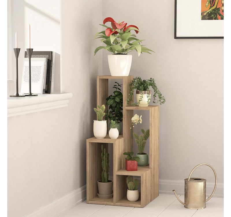 Ραφιέρα - Ανθοστήλη Sule Megapap χρώμα sapphire oak 84x20x89εκ.