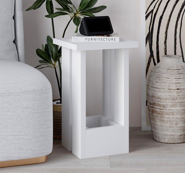Τραπεζάκι βοηθητικό Tasos Megapap χρώμα λευκό 30x30x50,3εκ.