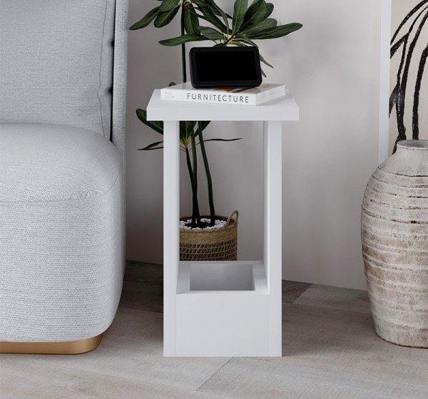 Τραπεζάκι βοηθητικό Tasos Megapap χρώμα λευκό 30x30x50,3εκ.