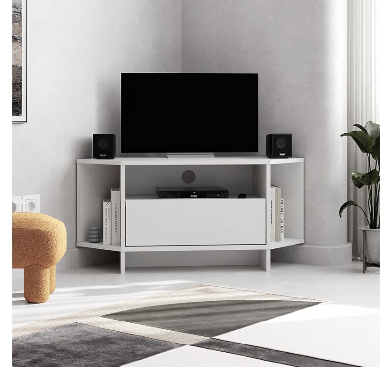 Έπιπλο τηλεόρασης γωνιακό Viva Megapap χρώμα λευκό 95,7x35,4x45εκ.