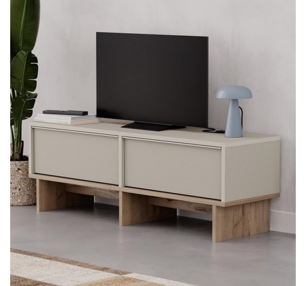 Έπιπλο τηλεόρασης Yuki Megapap χρώμα sandstone - sepet oak 118x35x40,6εκ.