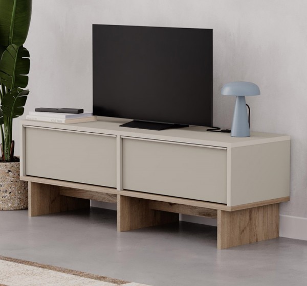 Έπιπλο τηλεόρασης Yuki Megapap χρώμα sandstone - sepet oak 118x35x40,6εκ.