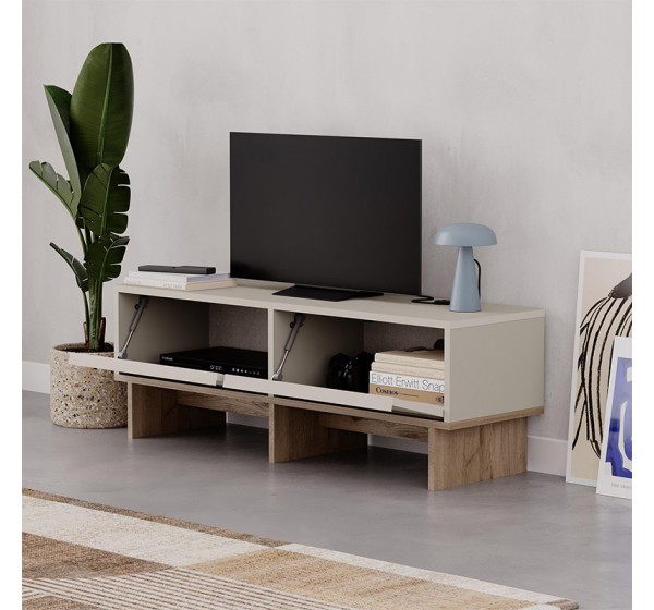 Έπιπλο τηλεόρασης Yuki Megapap χρώμα sandstone - sepet oak 118x35x40,6εκ.