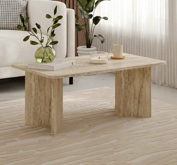 Τραπεζάκι σαλονιού Sam Megapap χρώμα travertine 100x60x41,8εκ.
