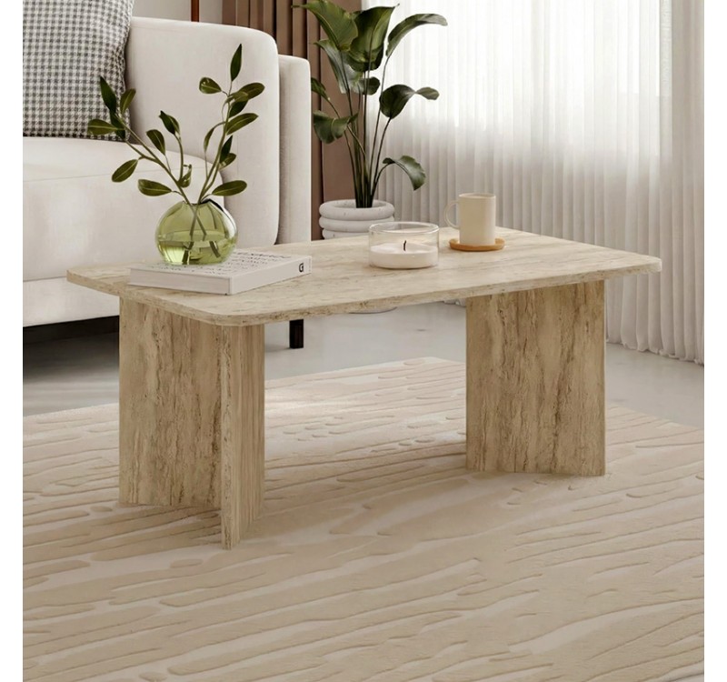 Τραπεζάκι σαλονιού Sam Megapap χρώμα travertine 100x60x41,8εκ.