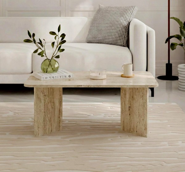 Τραπεζάκι σαλονιού Sam Megapap χρώμα travertine 100x60x41,8εκ.