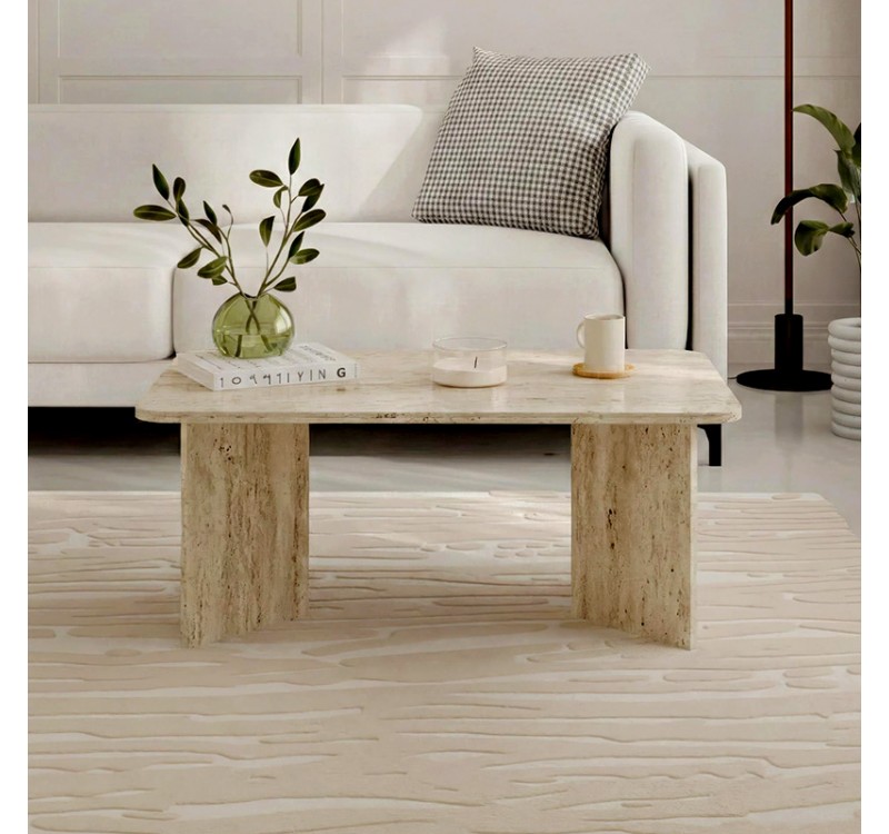 Τραπεζάκι σαλονιού Sam Megapap χρώμα travertine 100x60x41,8εκ.