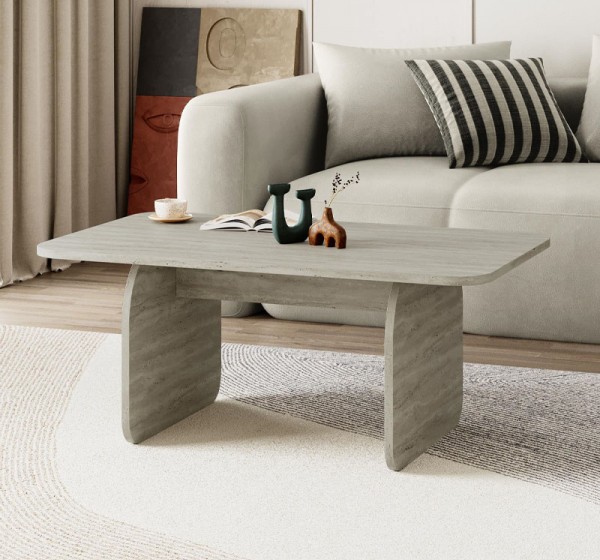 Τραπεζάκι σαλονιού Pietra Megapap χρώμα travertine 100x60x41,8εκ.