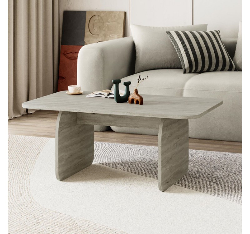 Τραπεζάκι σαλονιού Pietra Megapap χρώμα travertine 100x60x41,8εκ.