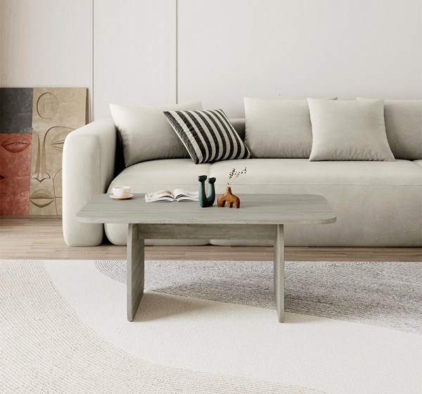 Τραπεζάκι σαλονιού Pietra Megapap χρώμα travertine 100x60x41,8εκ.