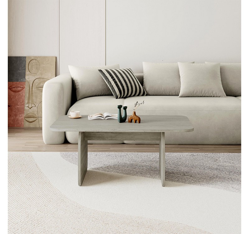 Τραπεζάκι σαλονιού Pietra Megapap χρώμα travertine 100x60x41,8εκ.