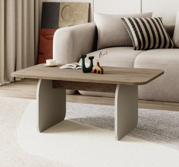 Τραπεζάκι σαλονιού Pietra Megapap χρώμα sepet oak - sandstone 100x60x41,8εκ.
