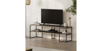 Έπιπλο τηλεόρασης Friday Megapap χρώμα black wood 140x37x45εκ.