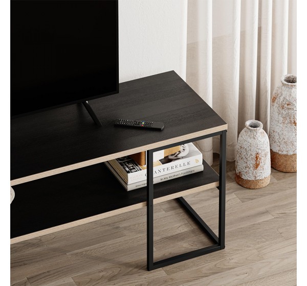 Έπιπλο τηλεόρασης Friday Megapap χρώμα black wood 140x37x45εκ.