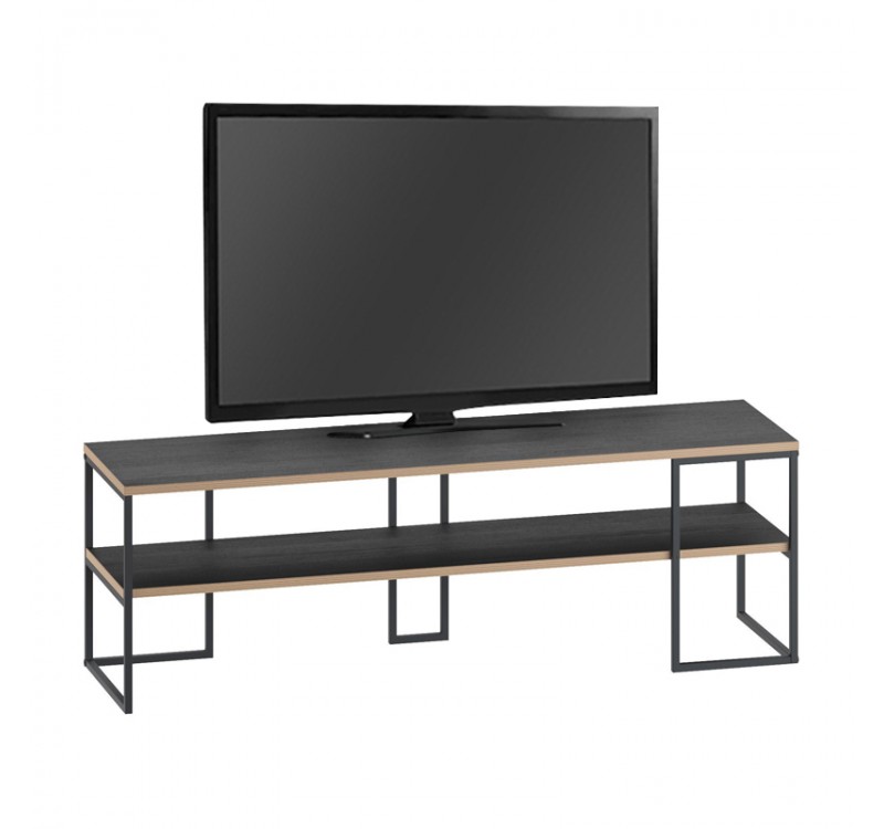 Έπιπλο τηλεόρασης Friday Megapap χρώμα black wood 140x37x45εκ.