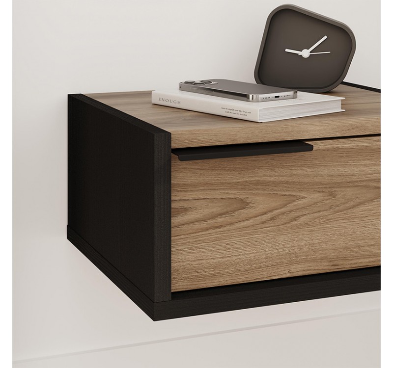 Κομοδίνο επιτοίχιο Eco Megapap χρώμα black wood - καρυδί 40x33x18,5εκ.
