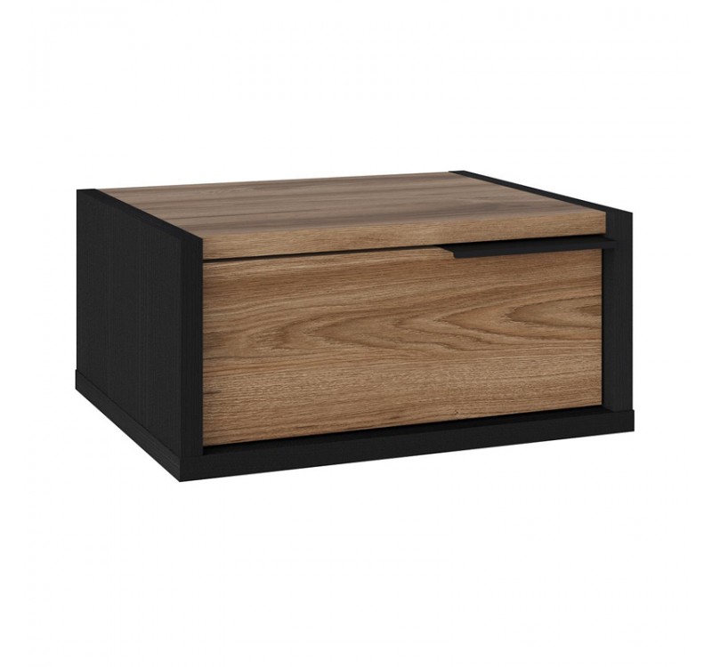 Κομοδίνο επιτοίχιο Eco Megapap χρώμα black wood - καρυδί 40x33x18,5εκ.