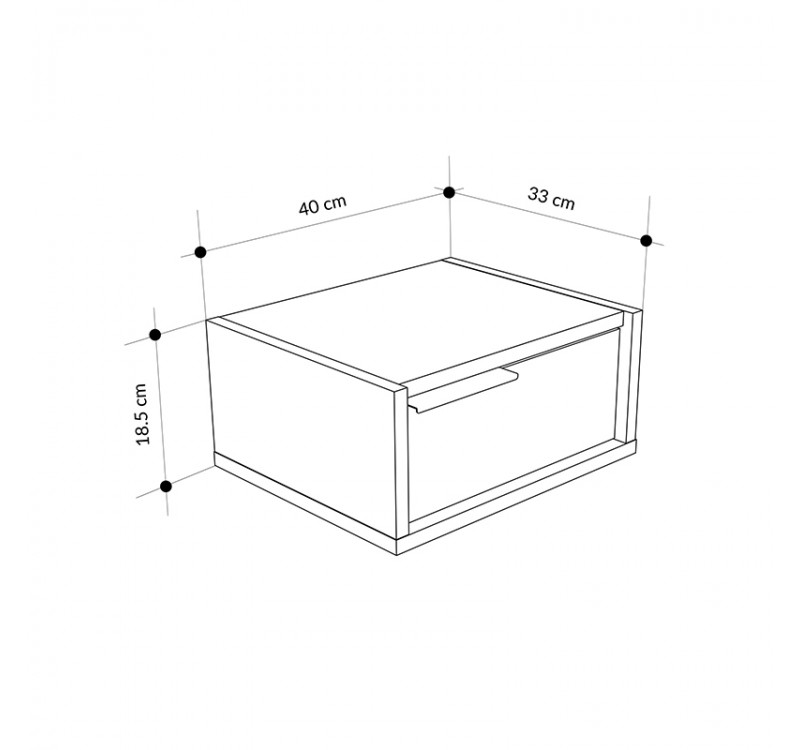Κομοδίνο επιτοίχιο Eco Megapap χρώμα black wood - καρυδί 40x33x18,5εκ.