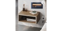 Κομοδίνο επιτοίχιο Brik Megapap με LED χρώμα καρυδί Ud - sandstone 45x30x18εκ.