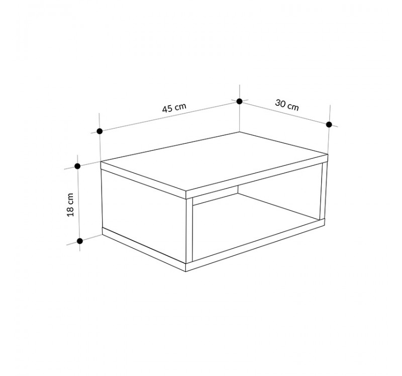 Κομοδίνο επιτοίχιο Brik Megapap με LED χρώμα καρυδί Ud - sandstone 45x30x18εκ.