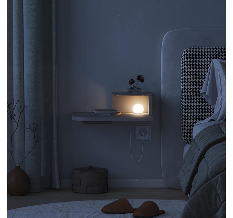 Κομοδίνο επιτοίχιο Luno Megapap με LED χρώμα sandstone 40x30x16,2εκ.