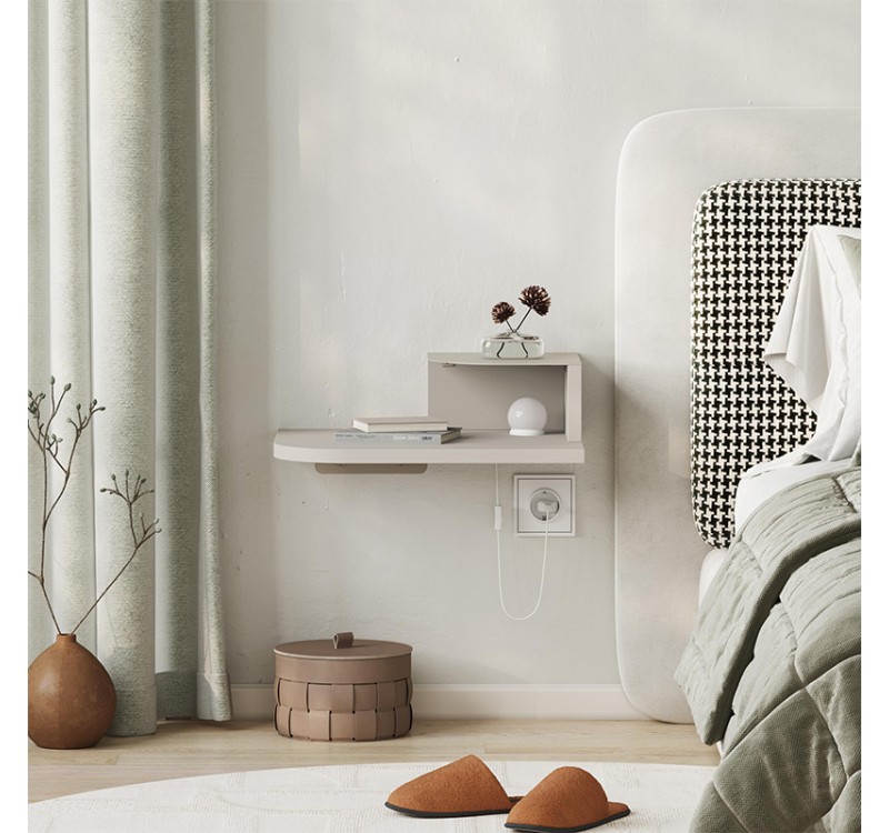 Κομοδίνο επιτοίχιο Luno Megapap με LED χρώμα sandstone 40x30x16,2εκ.