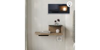 Κομοδίνο επιτοίχιο Luno Megapap με LED χρώμα sepet oak 40x30x16,2εκ.