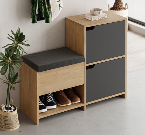 Παπουτσοθήκη Haven Megapap χρώμα sapphire oak - ανθρακί 101x35x80,4εκ.