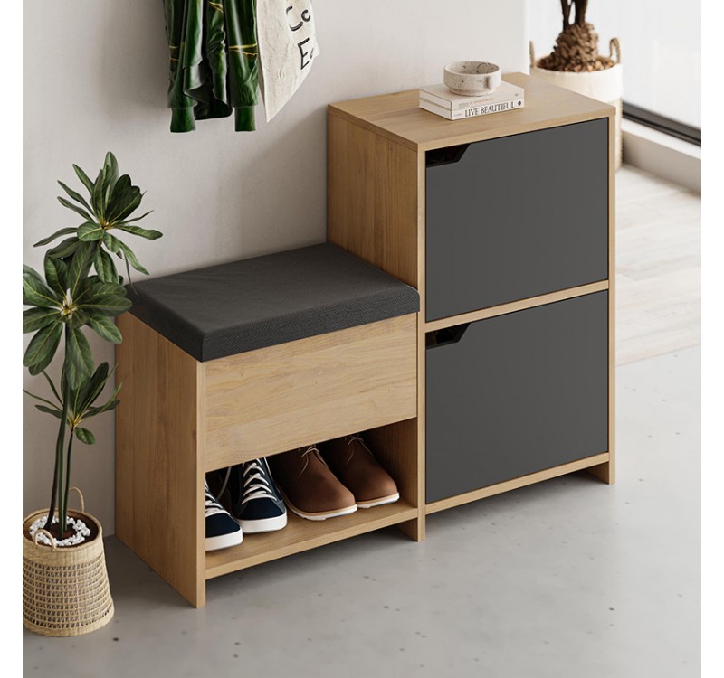 Παπουτσοθήκη Haven Megapap χρώμα sapphire oak - ανθρακί 101x35x80,4εκ.