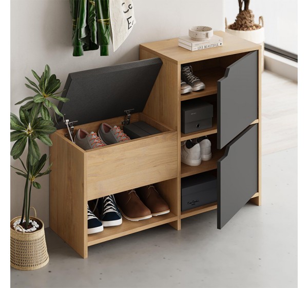 Παπουτσοθήκη Haven Megapap χρώμα sapphire oak - ανθρακί 101x35x80,4εκ.
