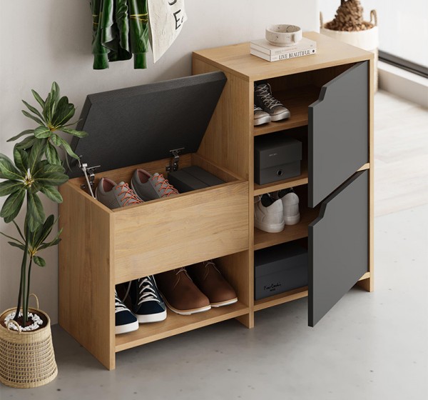 Παπουτσοθήκη Haven Megapap χρώμα sapphire oak - ανθρακί 101x35x80,4εκ.