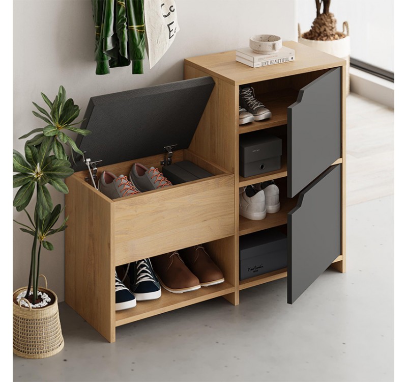 Παπουτσοθήκη Haven Megapap χρώμα sapphire oak - ανθρακί 101x35x80,4εκ.