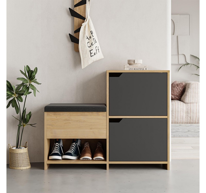 Παπουτσοθήκη Haven Megapap χρώμα sapphire oak - ανθρακί 101x35x80,4εκ.