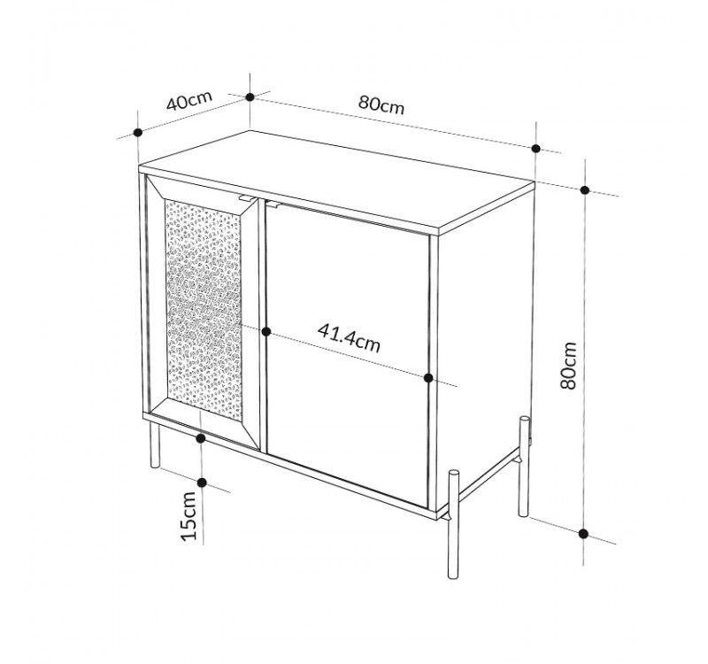Μπουφές Naive Megapap χρώμα sapphire oak 80x40x80εκ.