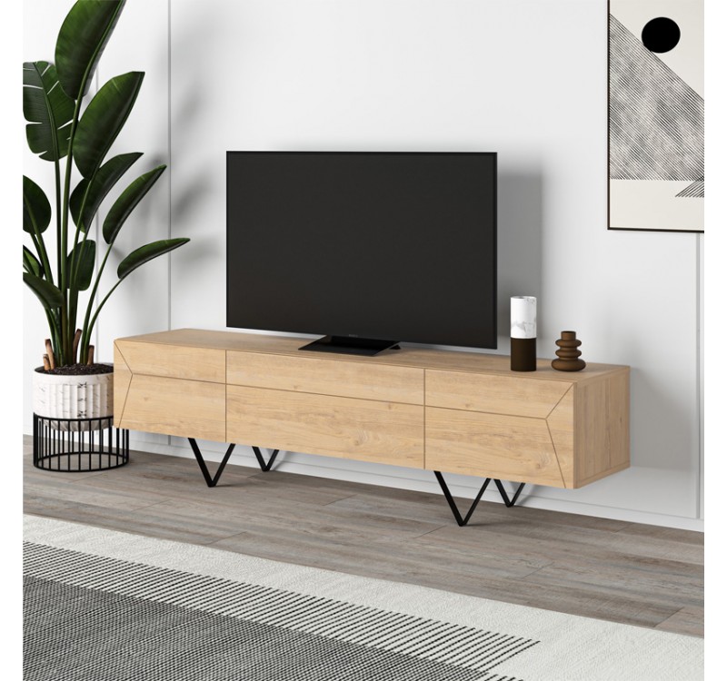 Έπιπλο τηλεόρασης Jacomen Megapap χρώμα sapphire oak 160x35x43εκ.