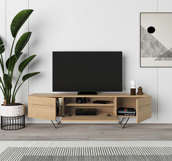 Έπιπλο τηλεόρασης Jacomen Megapap χρώμα sapphire oak 160x35x43εκ.
