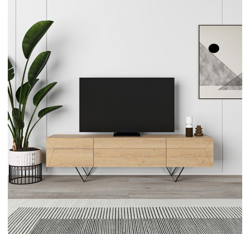 Έπιπλο τηλεόρασης Jacomen Megapap χρώμα sapphire oak 160x35x43εκ.