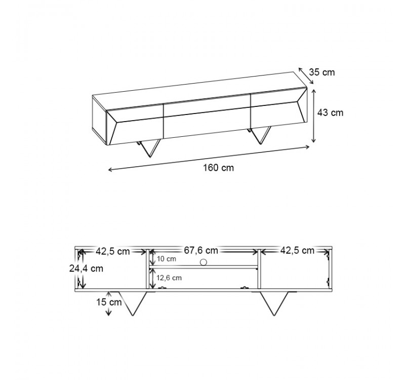 Έπιπλο τηλεόρασης Jacomen Megapap χρώμα sapphire oak 160x35x43εκ.