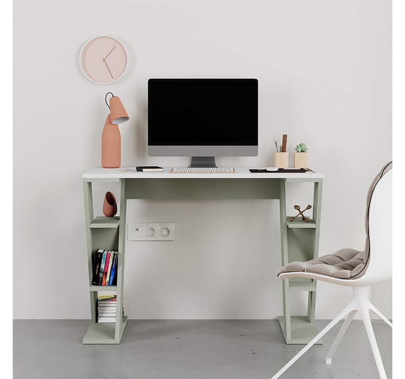 Γραφείο εργασίας Papillon Megapap χρώμα ash green - λευκό 106x50x75εκ