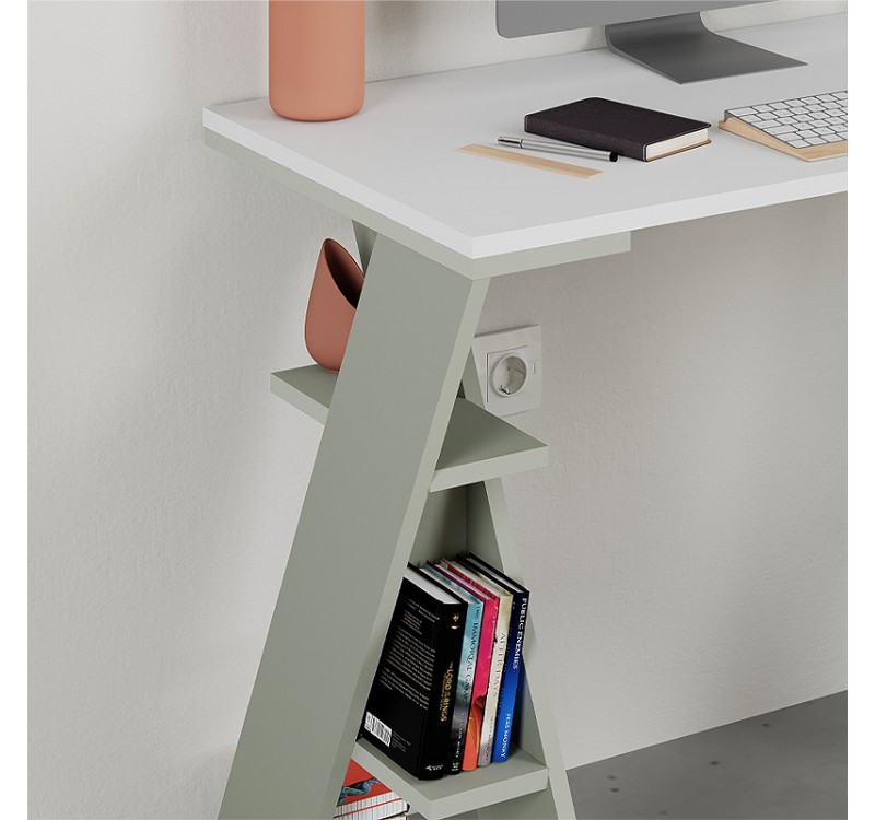 Γραφείο εργασίας Papillon Megapap χρώμα ash green - λευκό 106x50x75εκ