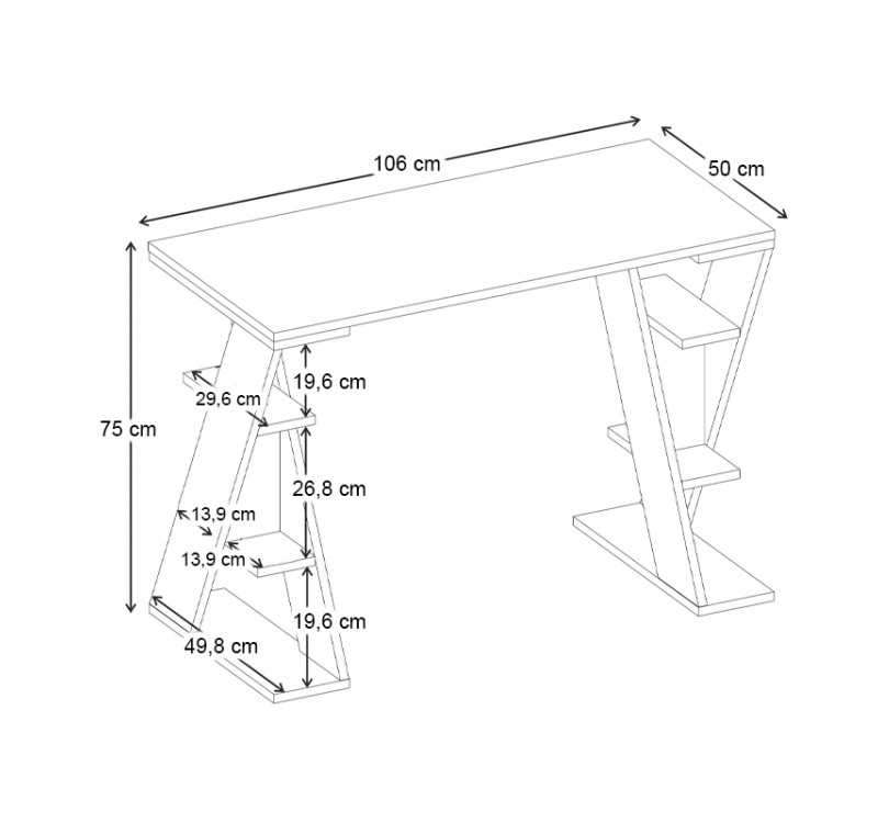Γραφείο εργασίας Papillon Megapap χρώμα ash green - λευκό 106x50x75εκ