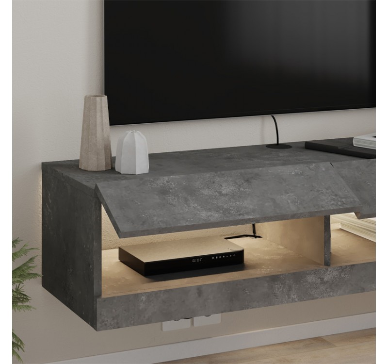 Έπιπλο τηλεόρασης επιτοίχιο Moon Megapap με LED χρώμα γκρι ρετρό 120x33,8x30εκ.