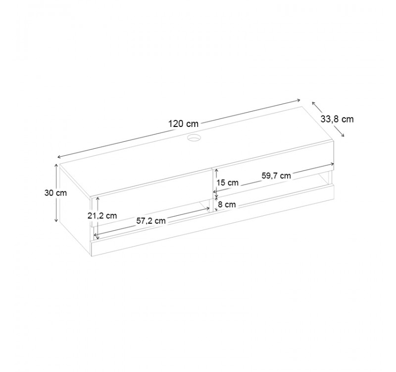 Έπιπλο τηλεόρασης επιτοίχιο Moon Megapap με LED χρώμα γκρι ρετρό 120x33,8x30εκ.