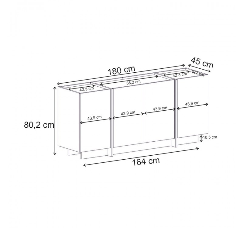 Μπουφές Dorma Megapap χρώμα καρυδί milano 180x45x80,2εκ.