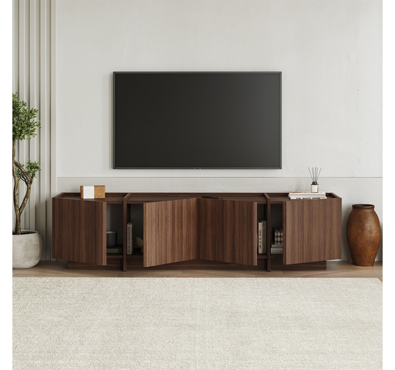 Έπιπλο τηλεόρασης Lowen Megapap χρώμα καρυδί milano 180x35x46,2εκ.